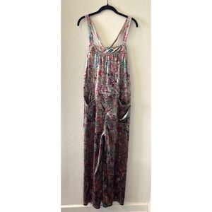 NWT Natural Life Women's Jumpsuit Dakota Velvet Floral Wide Leg Tie Overall Boho